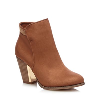 Call It Spring Brown 'Jeriradda' gold trim high heeled ankle boots